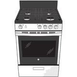 GE  24" Steam Clean Free-Standing/Slide-in Gas Range - Stainless Steel/Black (JGAS640RMSS)