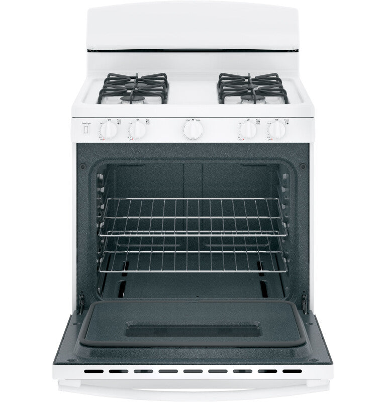 GE 30" Free-Standing Front Control Gas Range - White (JGBS10DEMWW)