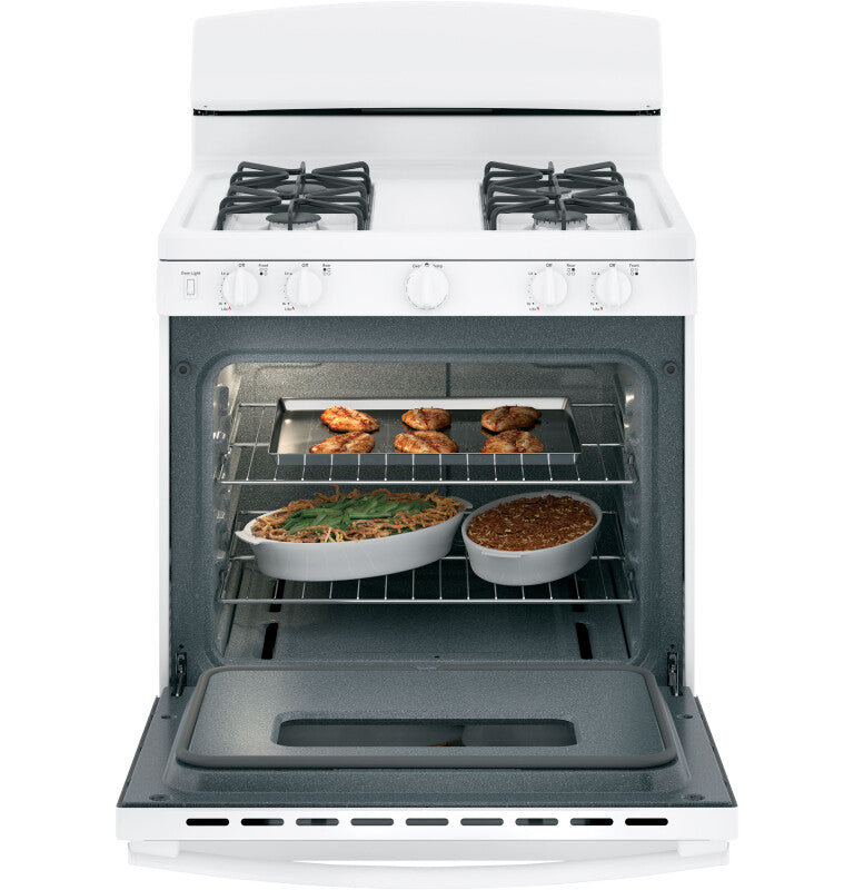 GE  30" Free-Standing Front Control Gas Range - White (JGBS10DEMWW)