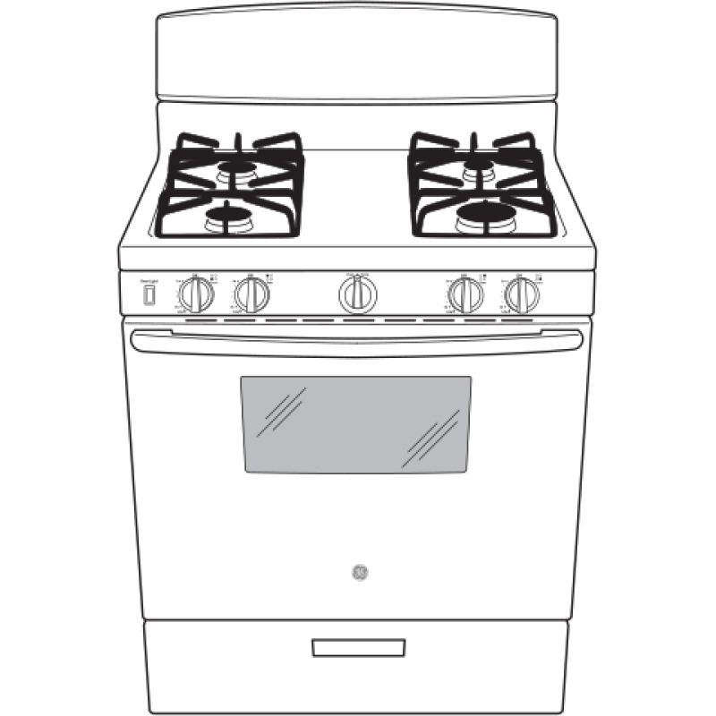 GE  30" Free-Standing Front Control Gas Range - White (JGBS10DEMWW)