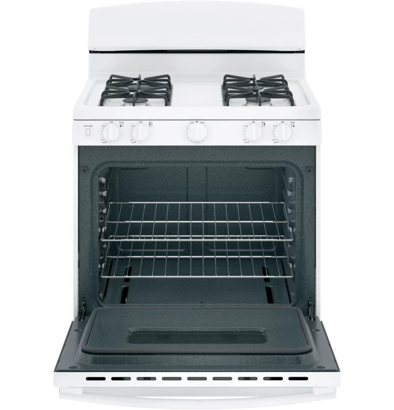 GE 30" Free-Standing Front Control Gas Range - White (JGBS10DEMWW)