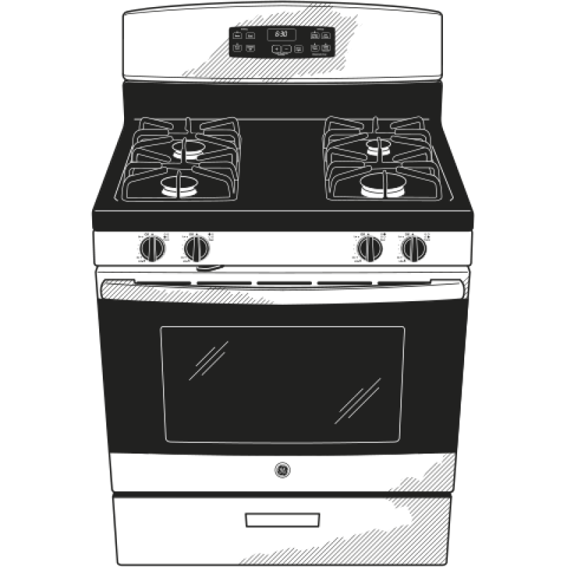 GE  30" Free-Standing Gas Range - Stainless Steel/Black (JGBS60REKSS)