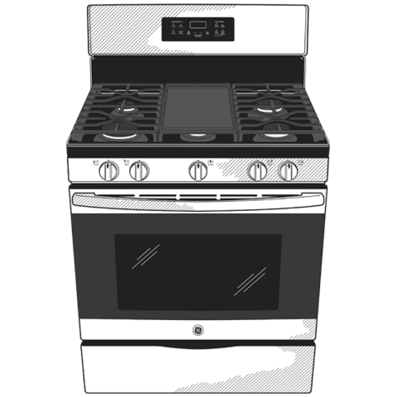 GE  30" Free-Standing Gas Range - Stainless Steel/Black (JGBS66REKSS)