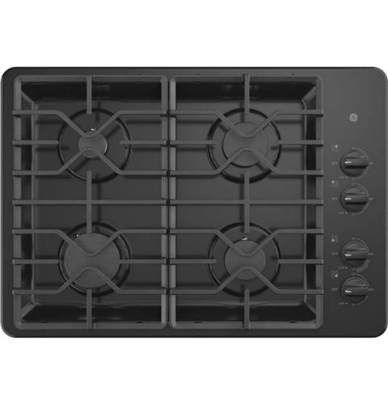 GE 30" Built-In Gas Cooktop with Dishwasher-Safe Grates - Black (JGP3030DLBB)