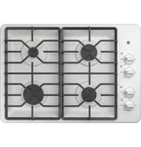 GE 30" Built-In Gas Cooktop with Dishwasher-Safe Grates - White (JGP3030DLWW)