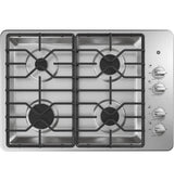 GE 30" Built-In Gas Cooktop with Dishwasher-Safe Grates - Stainless Steel (JGP3030SLSS)