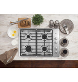 GE 30" Built-In Gas Cooktop with Dishwasher-Safe Grates - Stainless Steel (JGP3030SLSS)