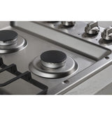 GE 30" Built-In Gas Cooktop with Dishwasher-Safe Grates - Stainless Steel (JGP3030SLSS)