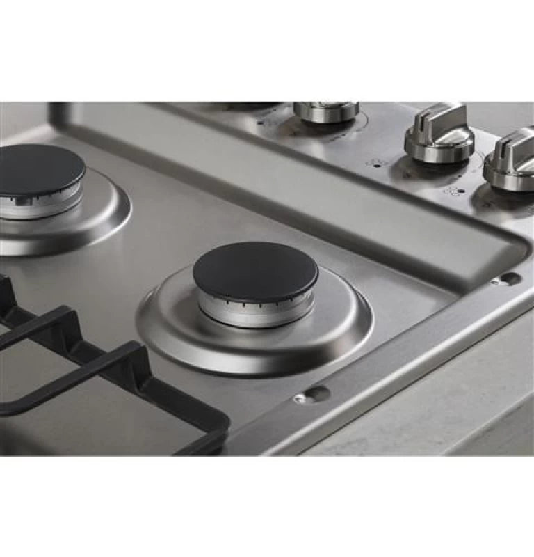 GE 30" Built-In Gas Cooktop with Dishwasher-Safe Grates - Stainless Steel (JGP3030SLSS)