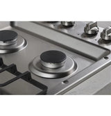 GE 30" Built-In Gas Cooktop with Dishwasher-Safe Grates - Stainless Steel (JGP3030SLSS)