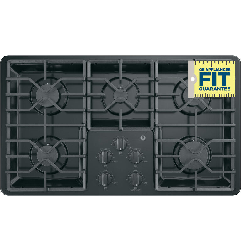 GE 36" Built-In Gas Cooktop with Dishwasher-Safe Grates - Black (JGP3036DLBB)