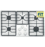 GE 36" Built-In Gas Cooktop with Dishwasher-Safe Grates - White (JGP3036DLWW)
