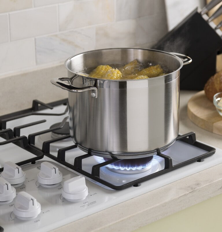 GE 36" Built-In Gas Cooktop with Dishwasher-Safe Grates - White (JGP3036DLWW)