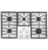 GE 36" Built-In Gas Cooktop with Dishwasher-Safe Grates - White (JGP3036DLWW)