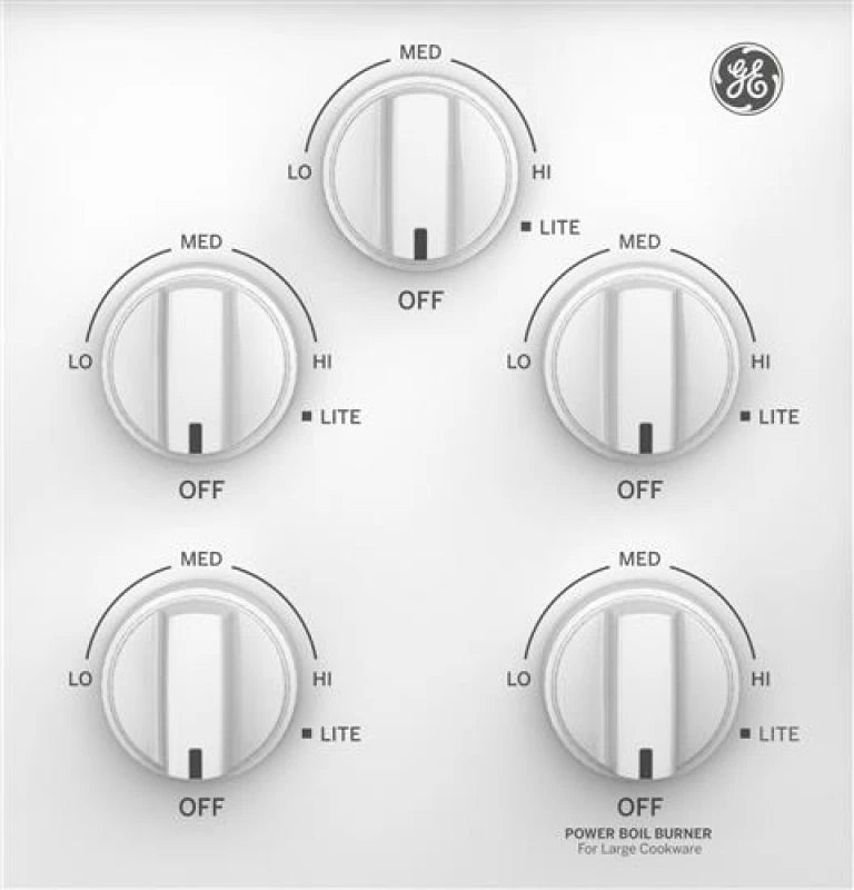 GE 36" Built-In Gas Cooktop with Dishwasher-Safe Grates - White (JGP3036DLWW)