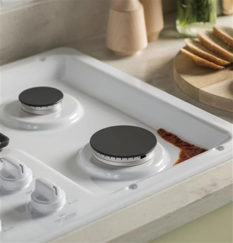 GE 36" Built-In Gas Cooktop with Dishwasher-Safe Grates - White (JGP3036DLWW)