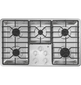 GE 36" Built-In Gas Cooktop with Dishwasher-Safe Grates - Stainless Steel (JGP3036SLSS)