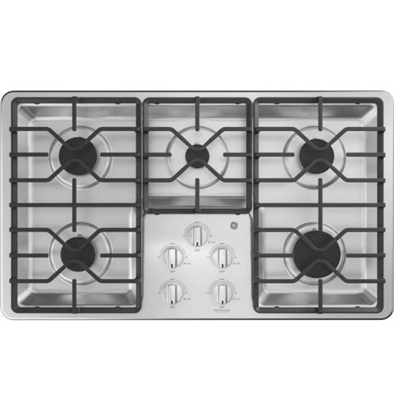 GE 36" Built-In Gas Cooktop with Dishwasher-Safe Grates - Stainless Steel (JGP3036SLSS)