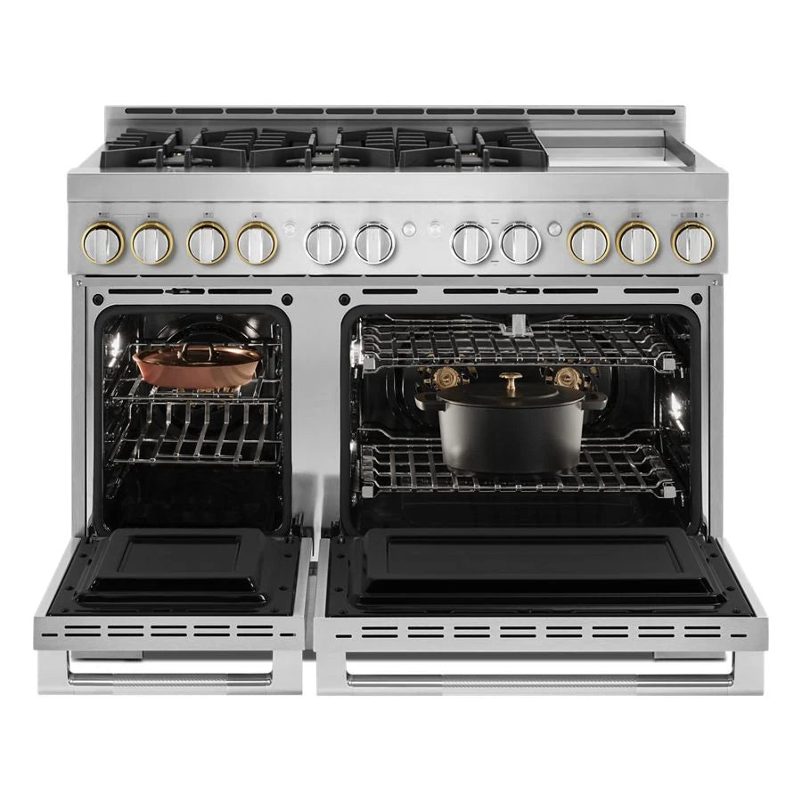 JENNAIR  48" Rise™ Gas Professional-style Range With Chrome-infused Griddle - Stainless Steel (JGRP548HL)