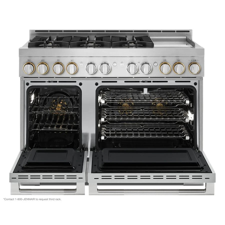 JENNAIR  48" Rise™ Gas Professional-style Range With Chrome-infused Griddle - Stainless Steel (JGRP548HL)