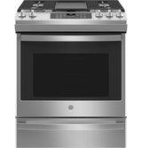 GE 30" Slide-In Front-Control Convection Gas Range with No Preheat Air Fry - Stainless Steel (JGS760SPSS)