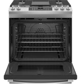 GE 30" Slide-In Front-Control Convection Gas Range with No Preheat Air Fry - Stainless Steel (JGS760SPSS)