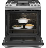 GE 30" Slide-In Front-Control Convection Gas Range with No Preheat Air Fry - Stainless Steel (JGS760SPSS)