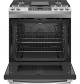 GE 30" Slide-In Front-Control Convection Gas Range with No Preheat Air Fry - Stainless Steel (JGS760SPSS)