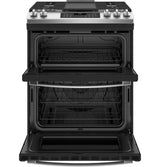 GE 30" Slide-In Front Control Gas Double Oven Range - Stainless Steel (JGSS86SPSS)