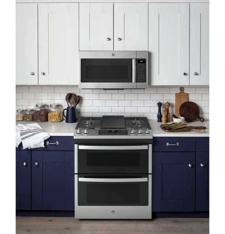 GE 30" Slide-In Front Control Gas Double Oven Range - Stainless Steel (JGSS86SPSS)