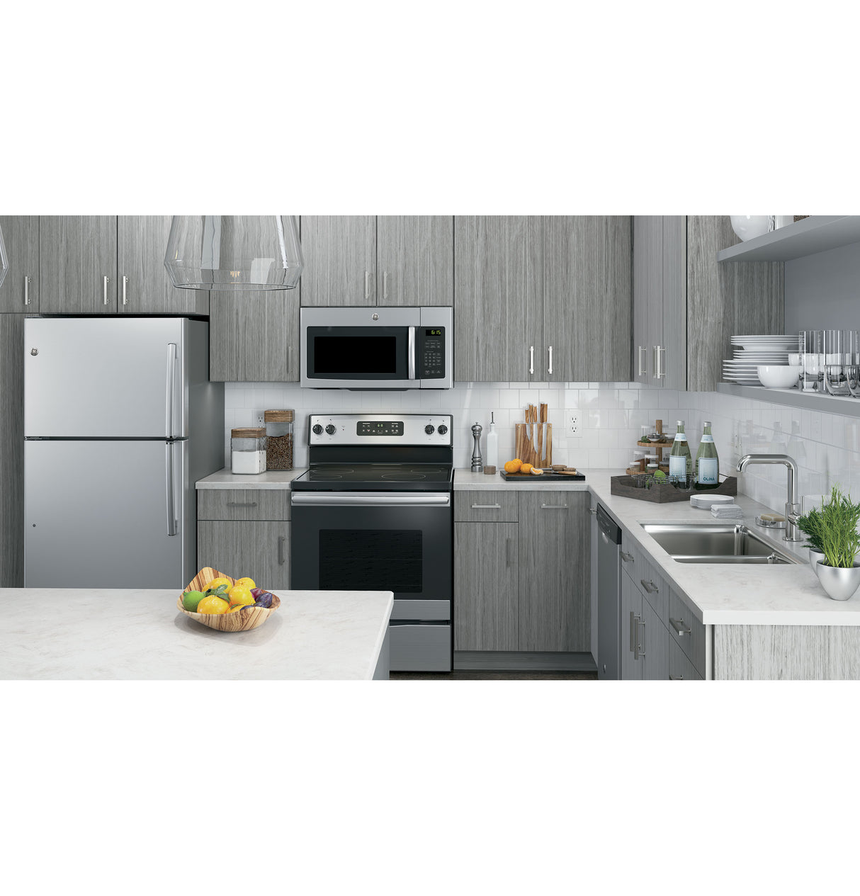 GE  1.6 Cu. Ft. Over-the-Range Microwave Oven with Recirculating Venting - Stainless Steel (JNM3163RJSS)