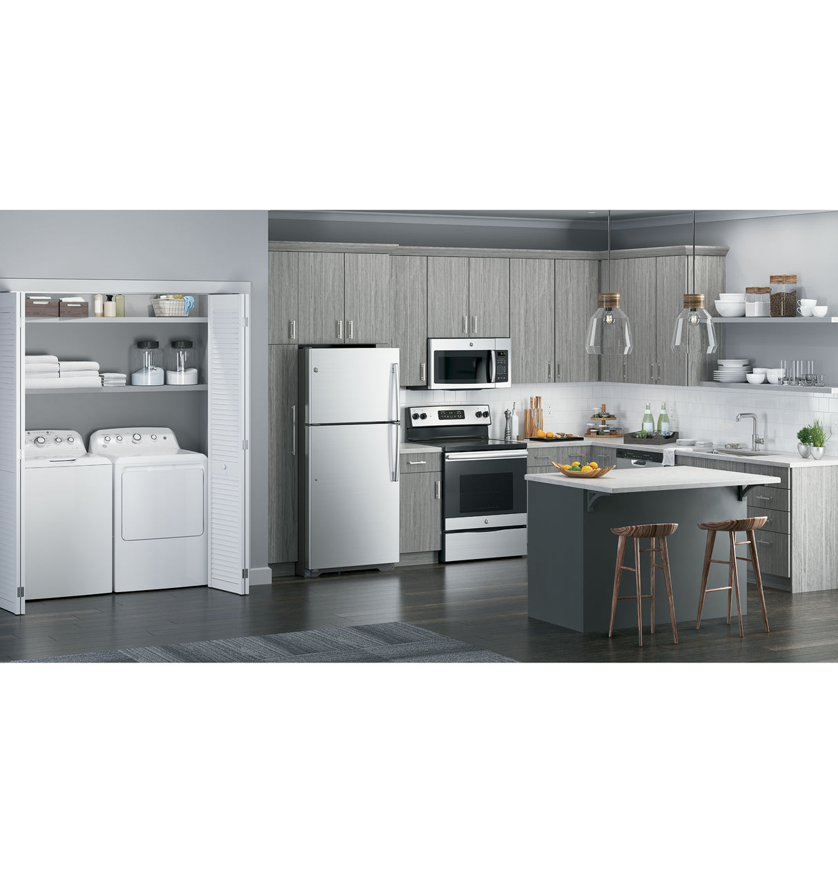 GE  1.6 Cu. Ft. Over-the-Range Microwave Oven with Recirculating Venting - Stainless Steel (JNM3163RJSS)