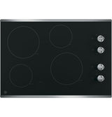 GE  30" Built-In Knob Control Electric Cooktop - Stainless Steel on Black (JP3030SWSS)