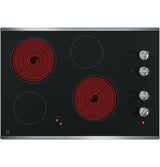 GE  30" Built-In Knob Control Electric Cooktop - Stainless Steel on Black (JP3030SWSS)