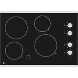 GE  30" Built-In Knob Control Electric Cooktop - Stainless Steel on Black (JP3030SWSS)