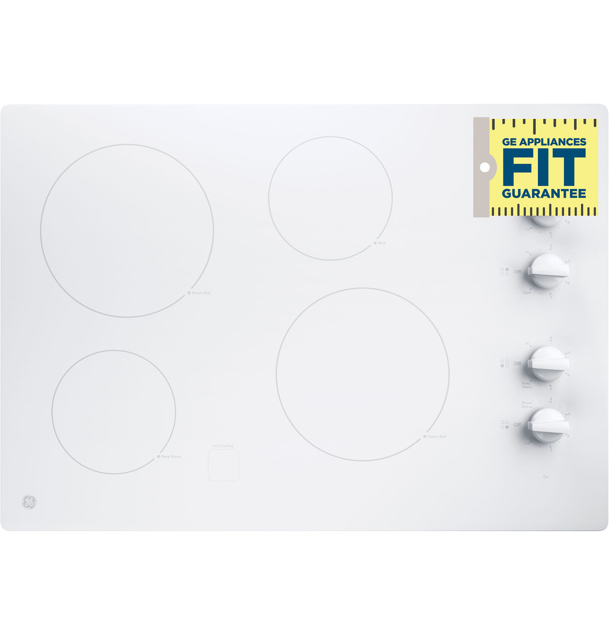 GE  30" Built-In Knob Control Electric Cooktop - White (JP3030TWWW)