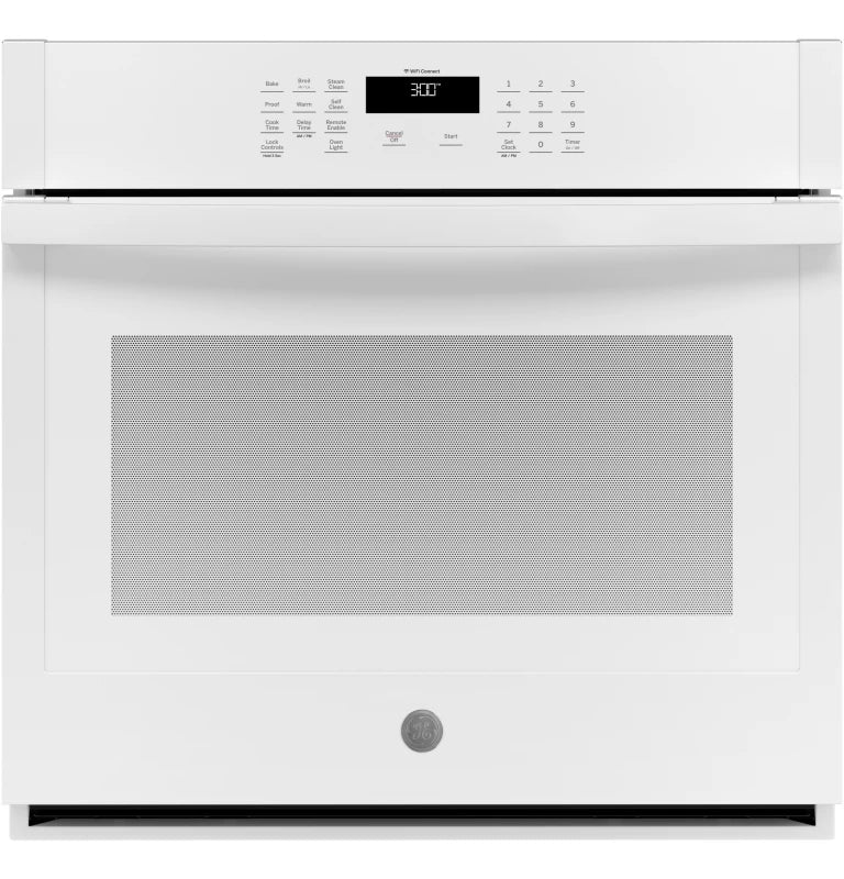 GE 30" Smart Built-In Self-Clean Single Wall Oven with Never-Scrub Racks - White (JTS3000DNWW)