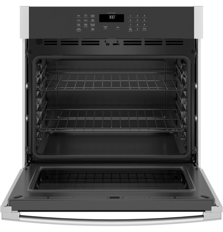 GE 30" Smart Built-In Self-Clean Single Wall Oven with Never-Scrub Racks - Brushed Stainless (JTS3000SNSS)