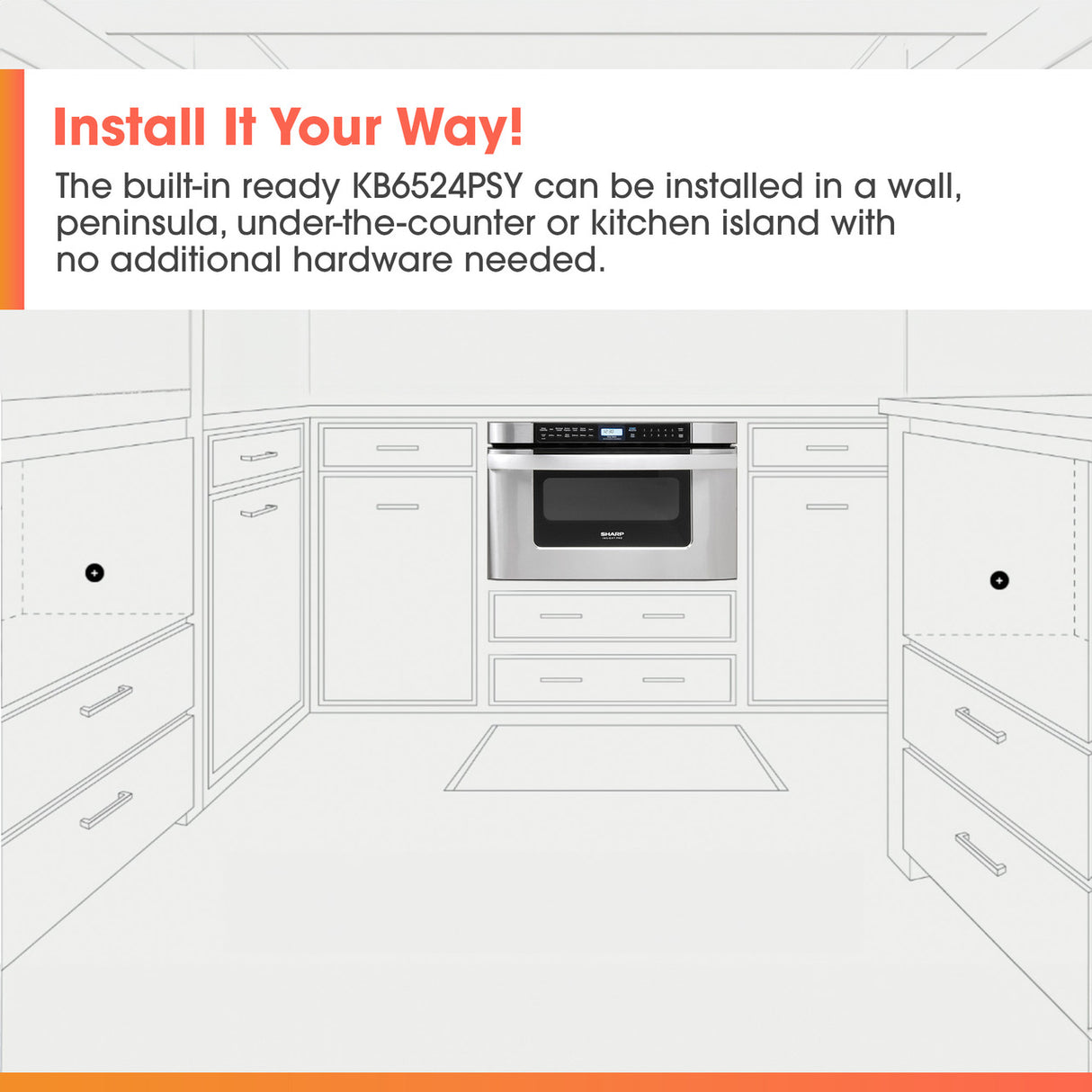 Sharp  24 In. 1.2 Cu. Ft. 950w Easy Open Stainless Steel Microwave Drawer - Stainless Steel (KB6524PSY)