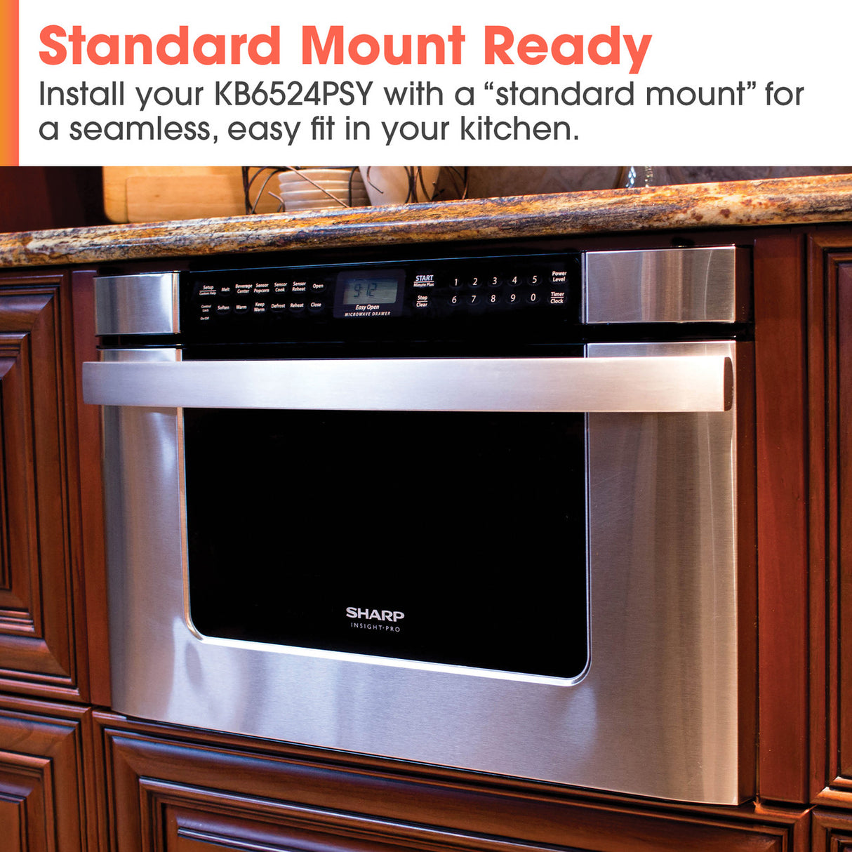 Sharp  24 In. 1.2 Cu. Ft. 950w Easy Open Stainless Steel Microwave Drawer - Stainless Steel (KB6524PSY)