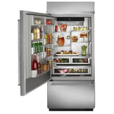 KITCHENAID 20.9 Cu. Ft. 36" Width Built-In Stainless Bottom Mount Refrigerator with Platinum Interior Design - Stainless Steel (KBBL306ESS)