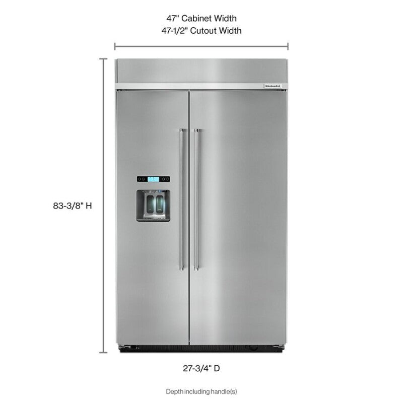 KITCHENAID 29.5 cu. ft 48-Inch Width Built-In Side by Side Refrigerator with PrintShield Finish - Stainless Steel (KBSD608ESS)