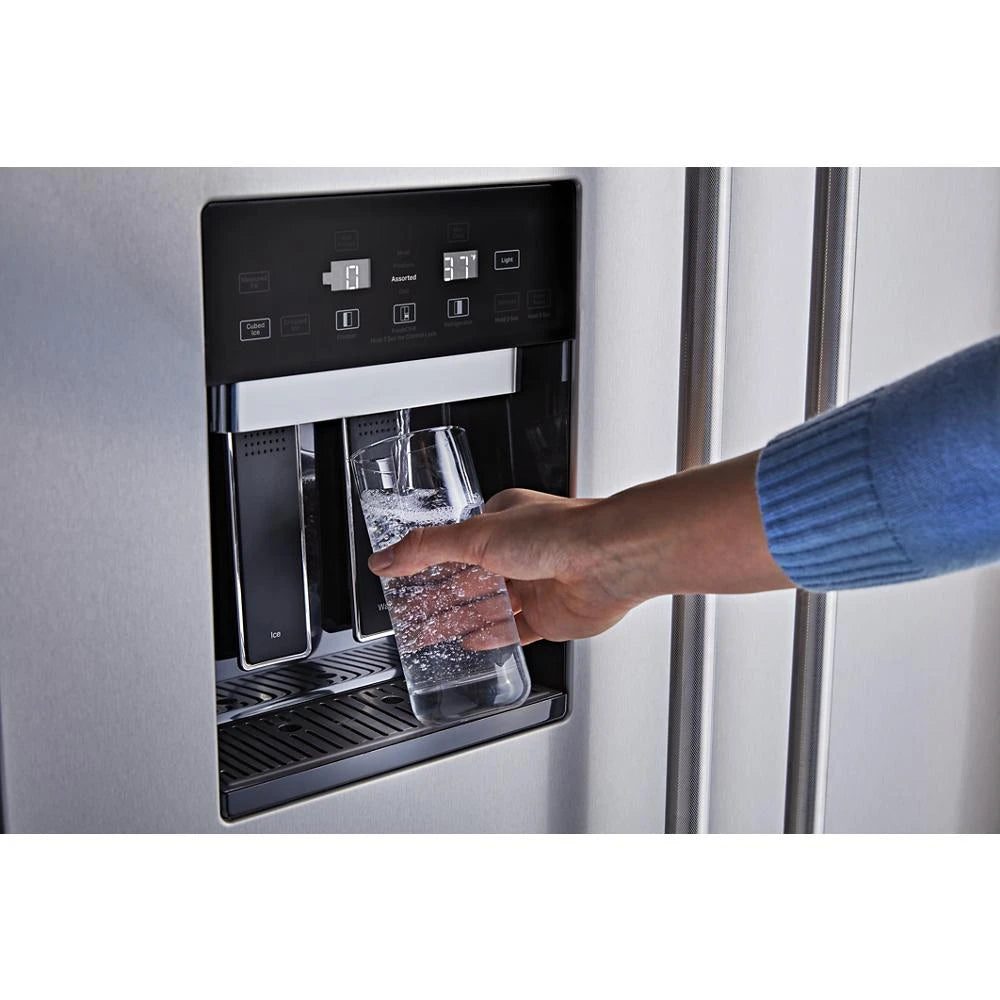 KitchenAid  29.4 Cu. Ft. 48" Built-In Side-by-Side Refrigerator with Ice and Water Dispenser - Stainless Steel (KBSD708MSS)