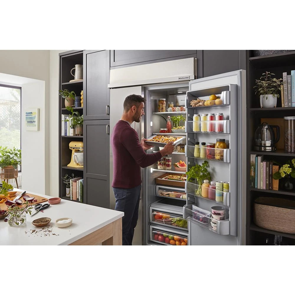 KitchenAid  29.4 Cu. Ft. 48" Built-In Side-by-Side Refrigerator with Ice and Water Dispenser - Stainless Steel (KBSD708MSS)