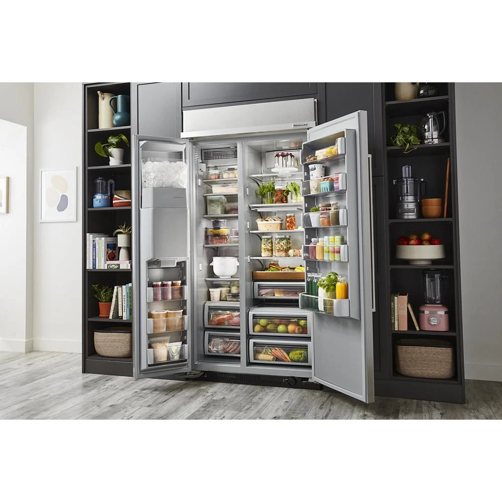 KitchenAid  29.4 Cu. Ft. 48" Built-In Side-by-Side Refrigerator with Ice and Water Dispenser - Stainless Steel (KBSD708MSS)