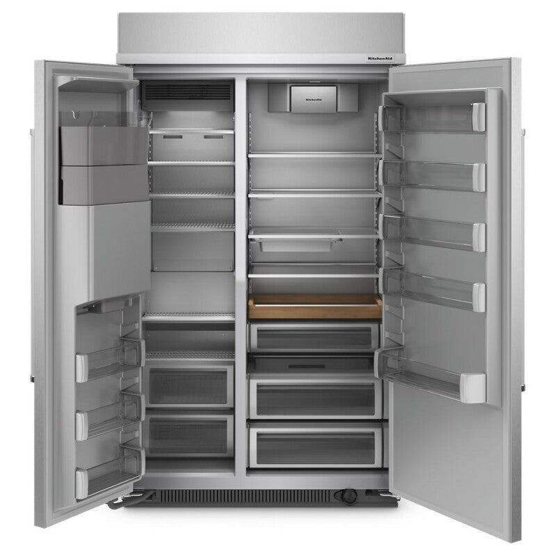 KitchenAid 29.4 Cu. Ft. 48" Built-In Side-by-Side Refrigerator with Ice and Water Dispenser - Stainless Steel (KBSD708MSS)