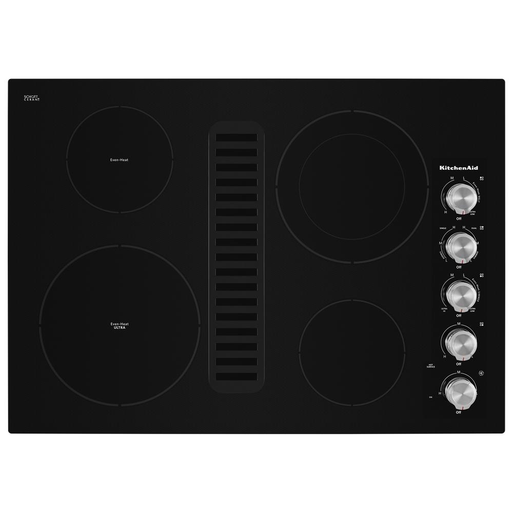 KitchenAid 30" Electric Downdraft Cooktop with 4 Elements - Black (KCED600GBL)