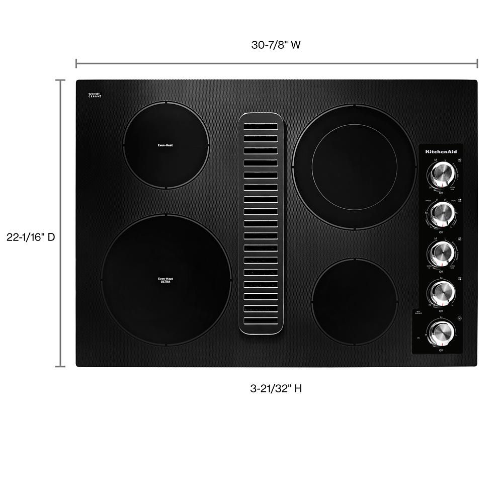 KitchenAid 30" Electric Downdraft Cooktop with 4 Elements - Black (KCED600GBL)