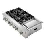 KitchenAid  48'' 6-Burner Commercial-Style Gas Rangetop with Griddle - Stainless Steel (KCGC558JSS)