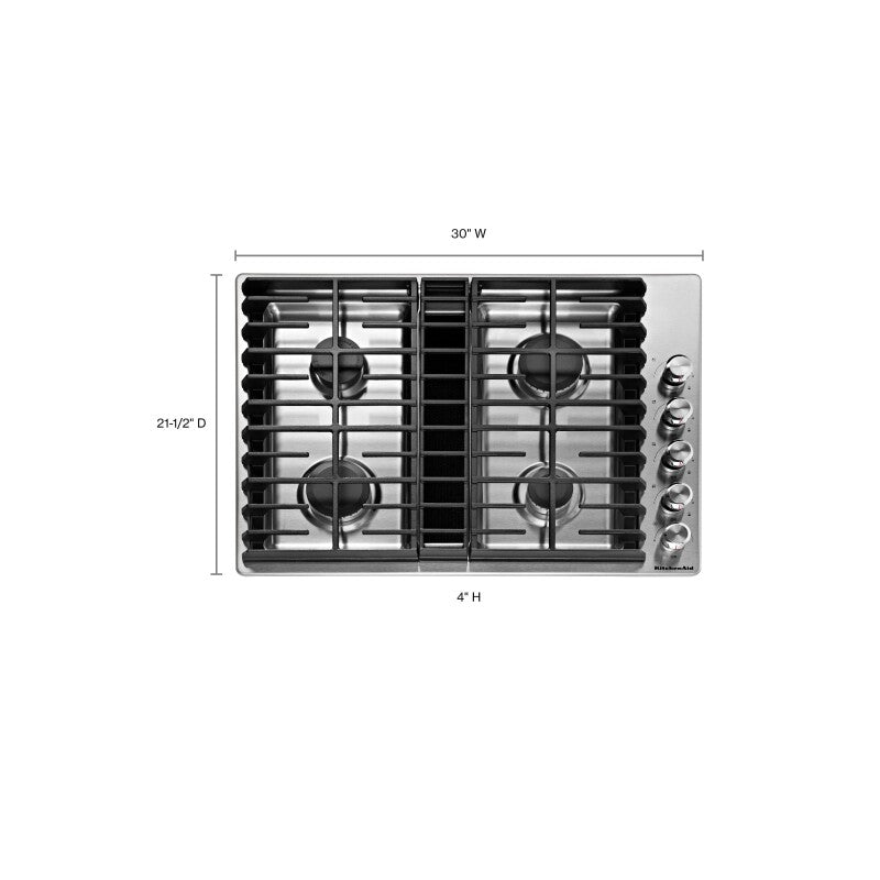 KitchenAid 30" 4 Burner Gas Downdraft Cooktop - Stainless Steel (KCGD500GSS)